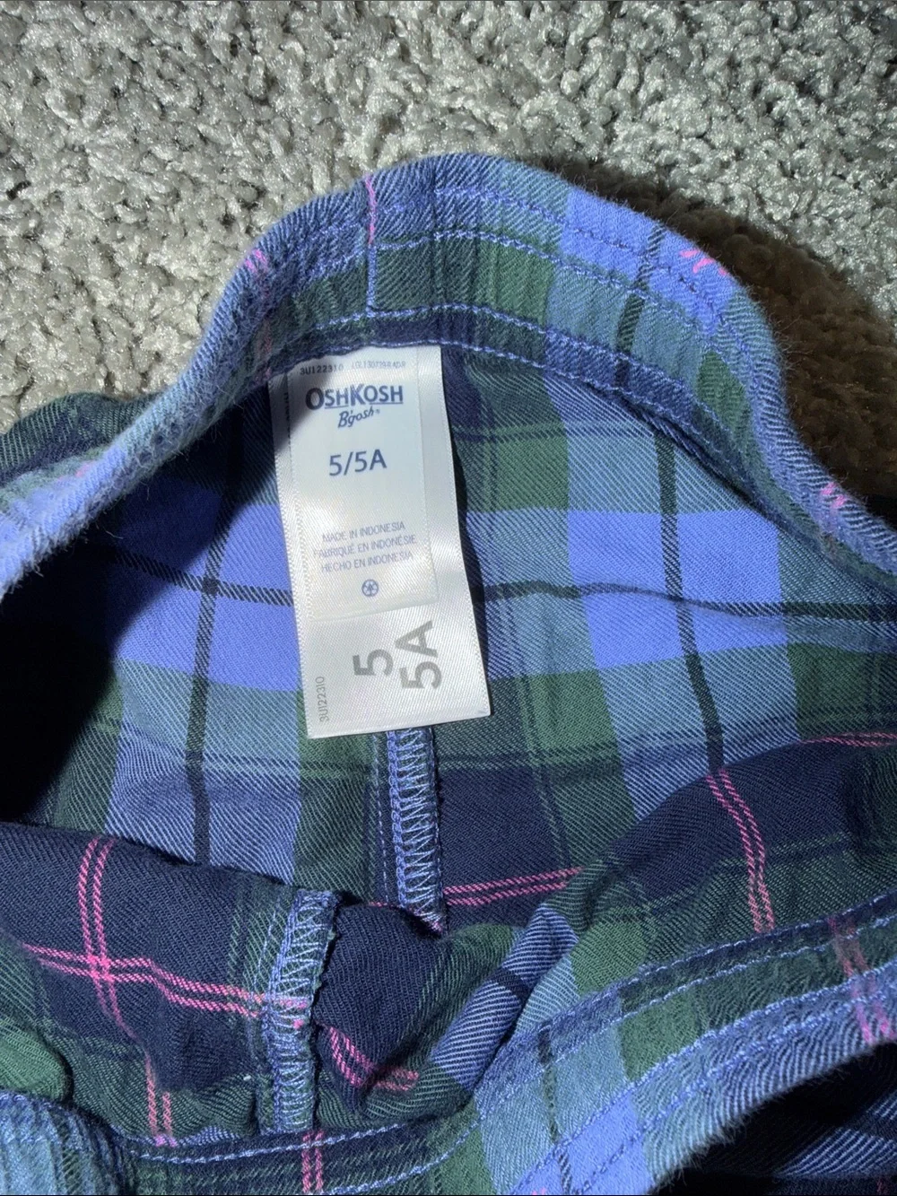 OshKosh B'gosh Purple, Green & Pink Plaid Pajama Bottoms